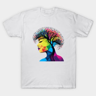 Dot day tree head profile art teacher student colorful design T-Shirt
